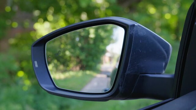 Car side mirror in motion