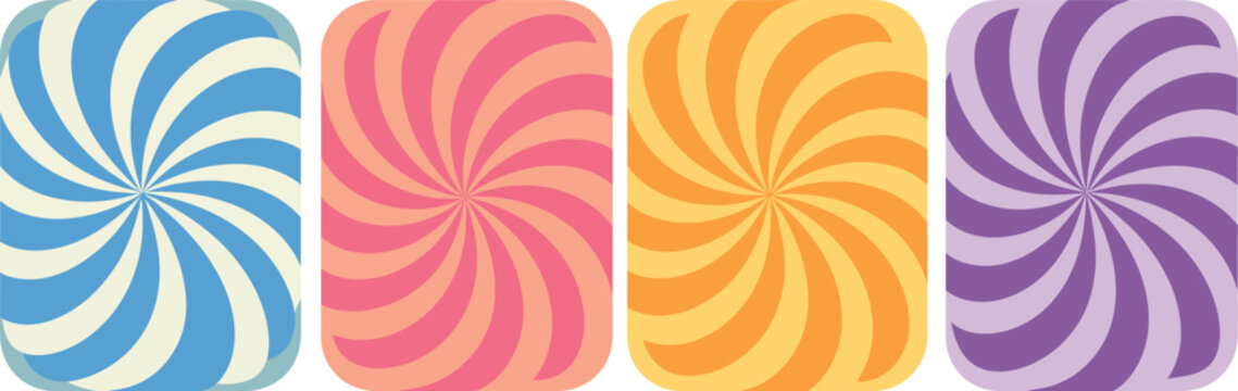 Groovy swirl patterns, abstract psychedelic sun rays, retro radial burst texture, funky disco background, vibrant trippy curves, colorful vintage vector designs