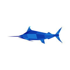 Fototapeta premium Geometric blue marlin fish logo, marlin fish vector illustration