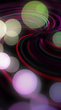 Colorful swirling lines and bokeh lights, abstract animation background