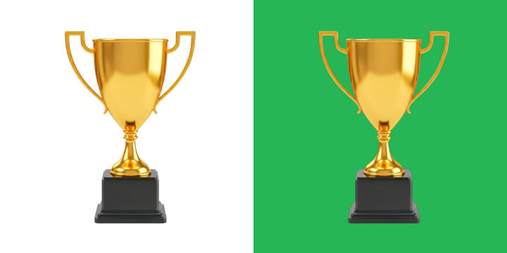 Shiny gold trophy cup with black base for competition victory award