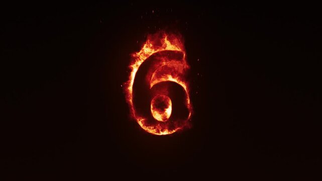 Burning Fire Countdown from 10 to 0. Fiery Countdown Timer. Fire Number Countdown Animation. Countdown Timer in Fire from 10 to 0