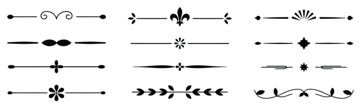 Decorative Page Dividers Vector Designs with Classic Vintage Ornaments, Elegant Separators, Stylish Line Art for Books and Publications