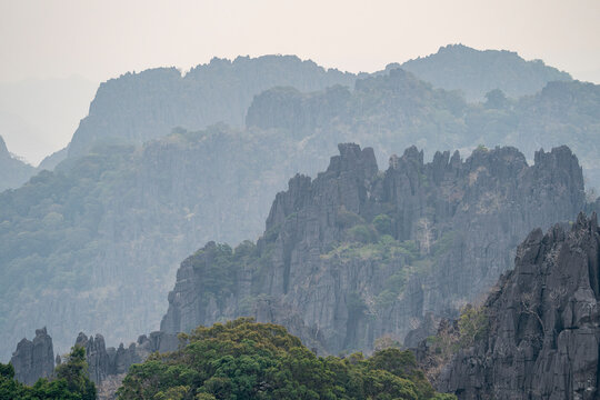 A Karst Mountains landcape in Laos, Asia.