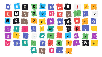 Colorful alphabet letters and numbers scattered against a bright artistic surface for design © Sorifa