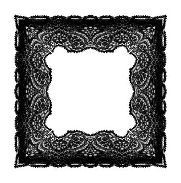 Black Botanical Lace Border Round Photo Frame Transparent Dark Academia Vintage Coquette Embroidery Gothic Floral Ornament
