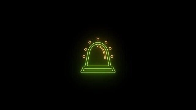 Glowing green and orange neon siren flasher icon loop 4k video with 25 fps