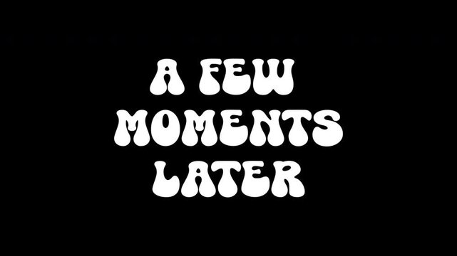 A few moments later glitch text animation on black background. Animated text 4K Resolution.