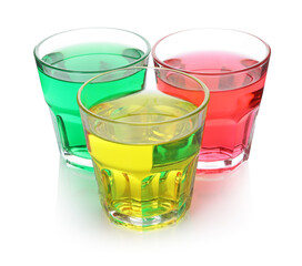 Fototapeta premium Colorful drinks in glasses isolated on white