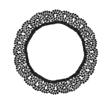 Black Lace Round Frame Transparent Vintage Dark Coquette Botanical Gothic Photo Border Romantic Textile Embroidery