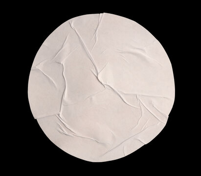 Torn, ripped fold circle paper pieces wave crack crumbled collage. Black and beige white grunge copy space texture wrinkle poster background.