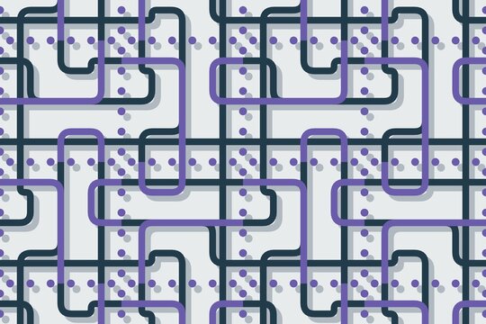 Staggered maze lines seamless background in blue