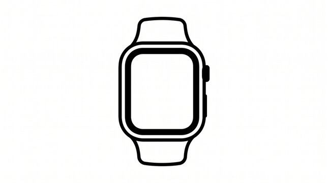 Minimalist smartwatch line icon, modern wearable device outline, digital smart watch vector symbol for UI design isolated on White Background