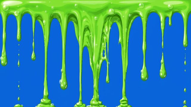 Bright green slime dripping over blue background
