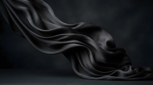 Ethereal abstract wave forms in monochrome showcasing fluidity and dynamic motion with smooth gradients and deep shadows