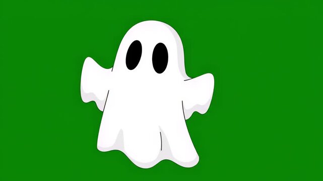 Friendly ghost floating against green background