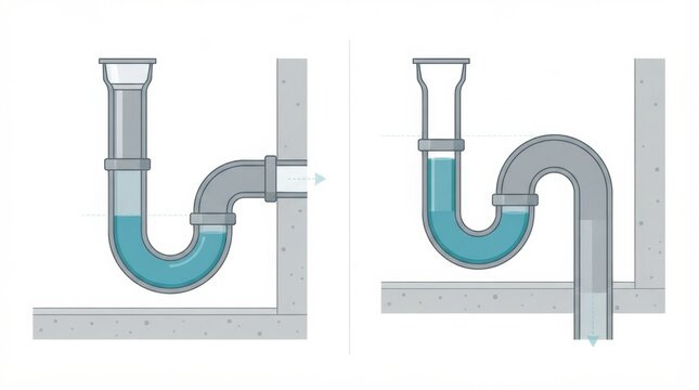 The trap cross section in a residential drainage system used for septic tank construction and wastewater management.