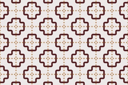 Geometric repeat pattern with staggered maze lines, red tones