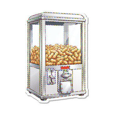 Popcorn machine filled with popcorn in halftone vector style