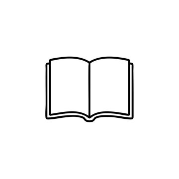 Open book outline icon isolated on white background with education literature textbook learning knowledge academic information homework research dictionary encyclopedia