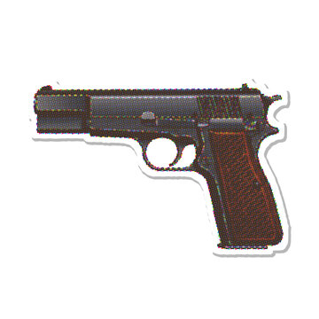 Semi-automatic handgun in halftone vector style