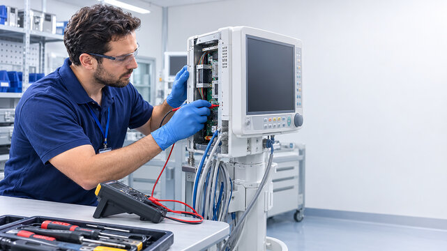 Healthcare Technician Maintaining Medical Equipment