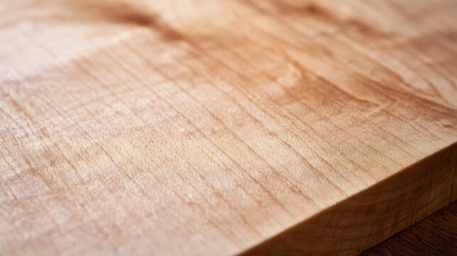 Close up of matte maple wood grain with subtle surface texture and warm natural tones under soft lighting