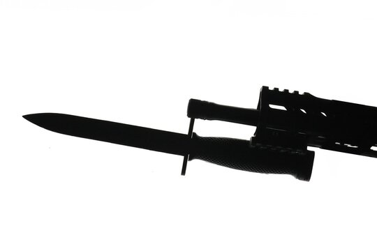 Bayonet type knife on the end of a rifle