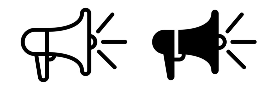 Megaphone Icon Vector Outline and Solid Style for Announcement and Mar