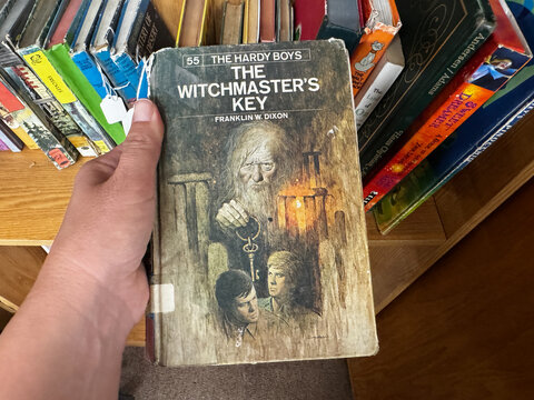 Mesa, Arizona - August 16, 2026: Vintage Hardy Boys mystery book from the 1970s, The Witchmasters Key