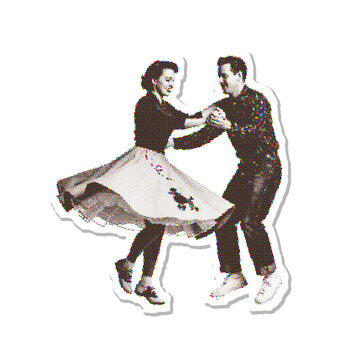 Couple dancing swing vintage style halftone vector illustration