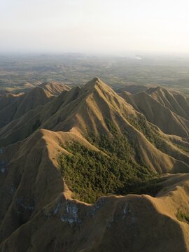 Aerial view, striking barren mountains, Cordilleras, Ola, Cocle Province, Panama
