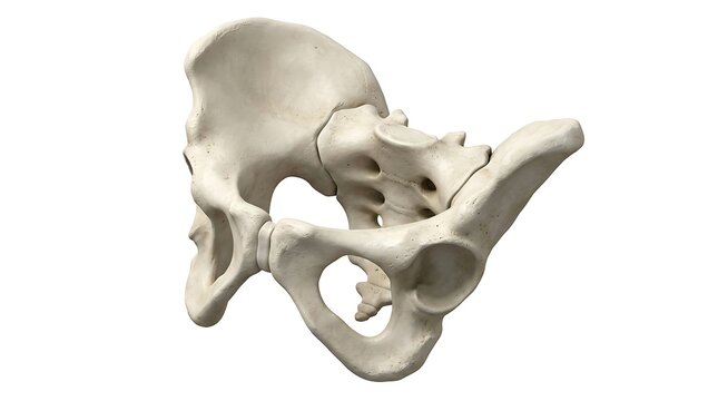 Detailed Anatomical Model of Human Pelvis Bone Isolated on White Background