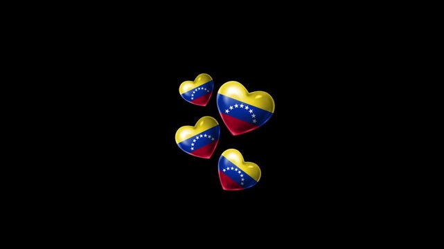 Realistic VENEZUELA Flag Hearts Animation, Love VENEZUELA National Symbol Design