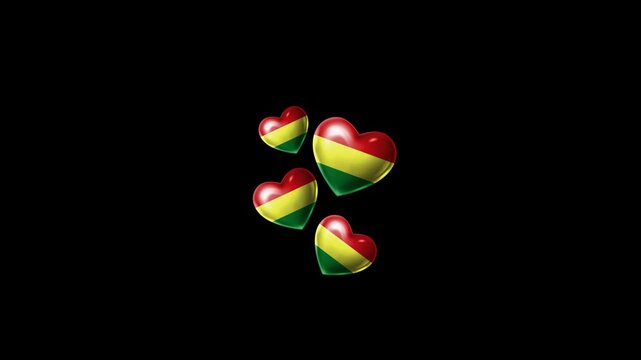 Realistic BOLIVIA Flag Hearts Animation, Love BOLIVIA National Symbol Design