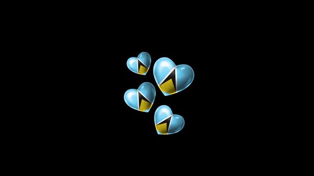 Realistic SAINT LUCIA Flag Hearts Animation, Love SAINT LUCIA National Symbol Design