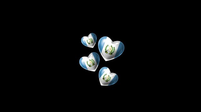 Realistic GUATEMALA Flag Hearts Animation, Love GUATEMALA National Symbol Design