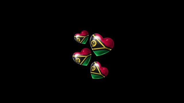 Realistic VANUATU Flag Hearts Animation, Love VANUATU National Symbol Design