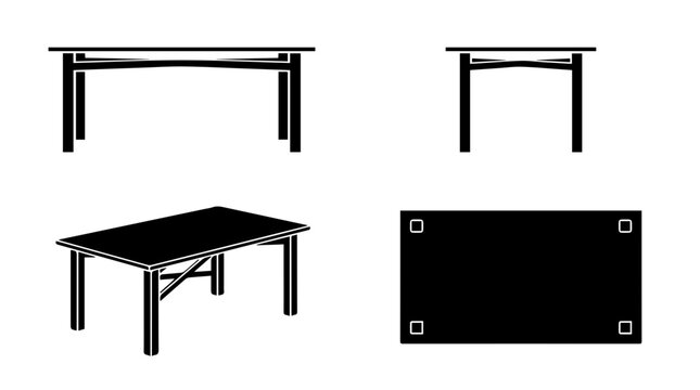Minimalist Wooden Table Technical Schematic and Perspective Views