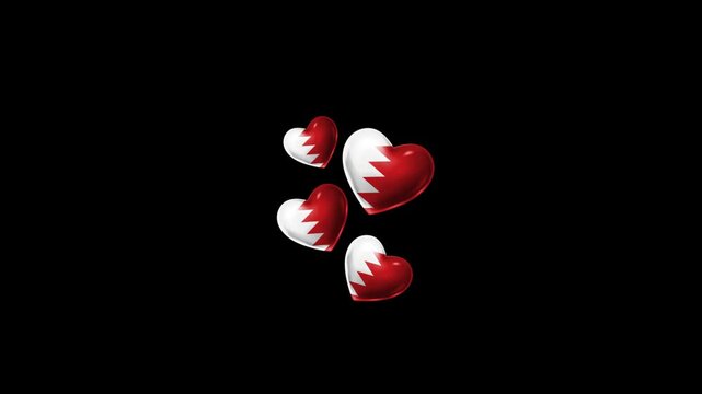 Realistic BAHRAIN Flag Hearts Animation, Love BAHRAIN National Symbol Design