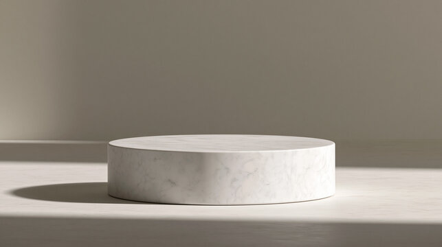 Round Marble Podium for Product Presentation Mockup