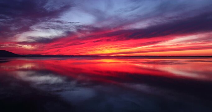 サロマ湖の夕焼け