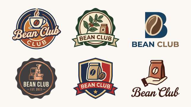 This image showcases a variety of coffee-themed logos featuring beans, cups, and packaging, appealing to coffee enthusiasts, cafes, and lifestyle branding.