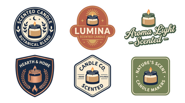 This collection of charming scented candle logos features elegant designs that highlight eco-friendly and aromatic qualities, ideal for candle makers and entrepreneurs.