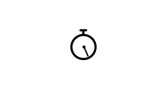 Animation of stopwatch timer icon animation on white background. simple countdown.
