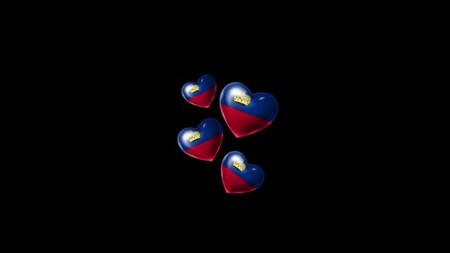 Realistic LIECHTENSTEIN Flag Hearts Animation, Love LIECHTENSTEIN National Symbol Design