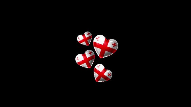 Realistic GEORGIA Flag Hearts Animation, Love GEORGIA National Symbol Design