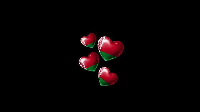 Realistic BELARUS Flag Hearts Animation, Love BELARUS National Symbol Design