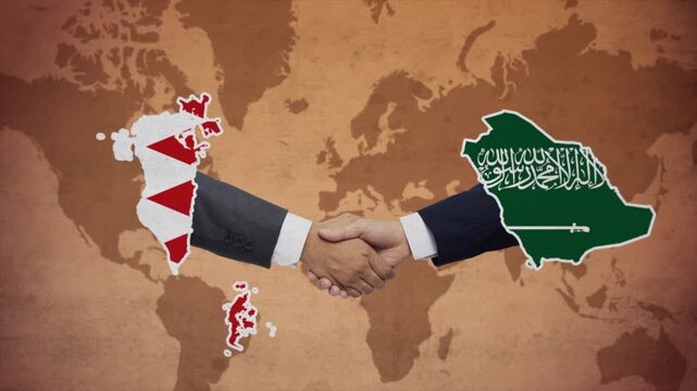 High Quality Animation Featuring Handshake of Saudi Arabia and bahrain