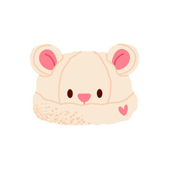 Obraz premium Cute winter hat in shape of bear. Cozy accessories in trendy colors. Seasonal winter fashion collection, isolated vector illustration, perfect for stickers, cards and posters.
